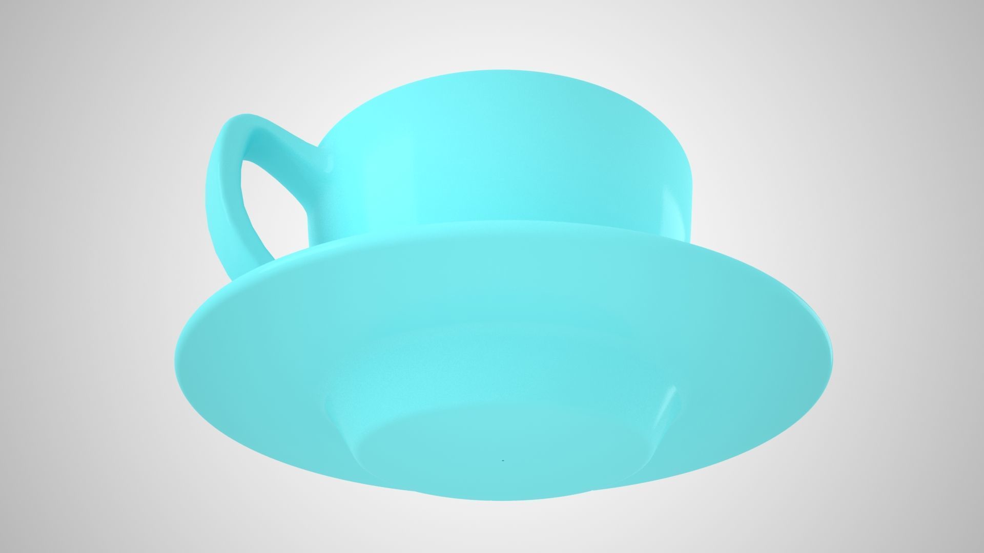 Coffee Cup Saucer Electric Blue Color 3D model_2