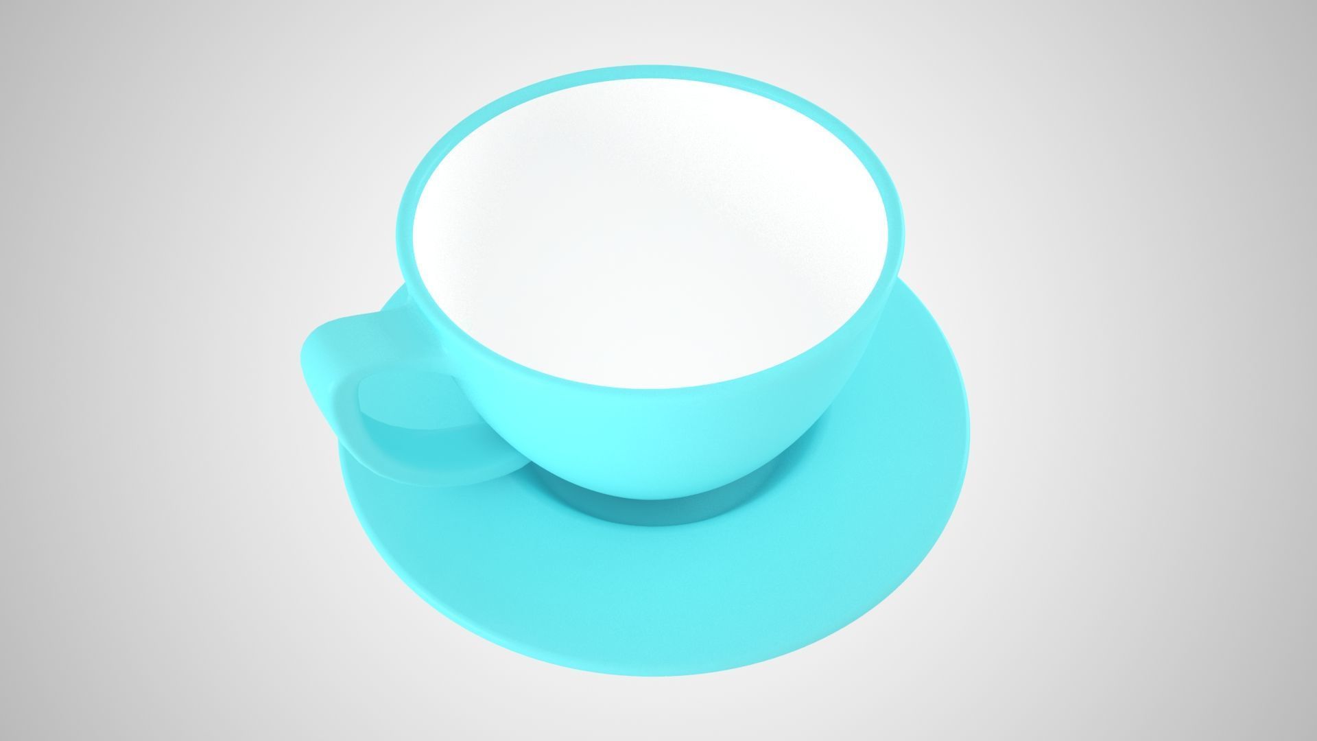 Coffee Cup Saucer Electric Blue Color 3D model_3