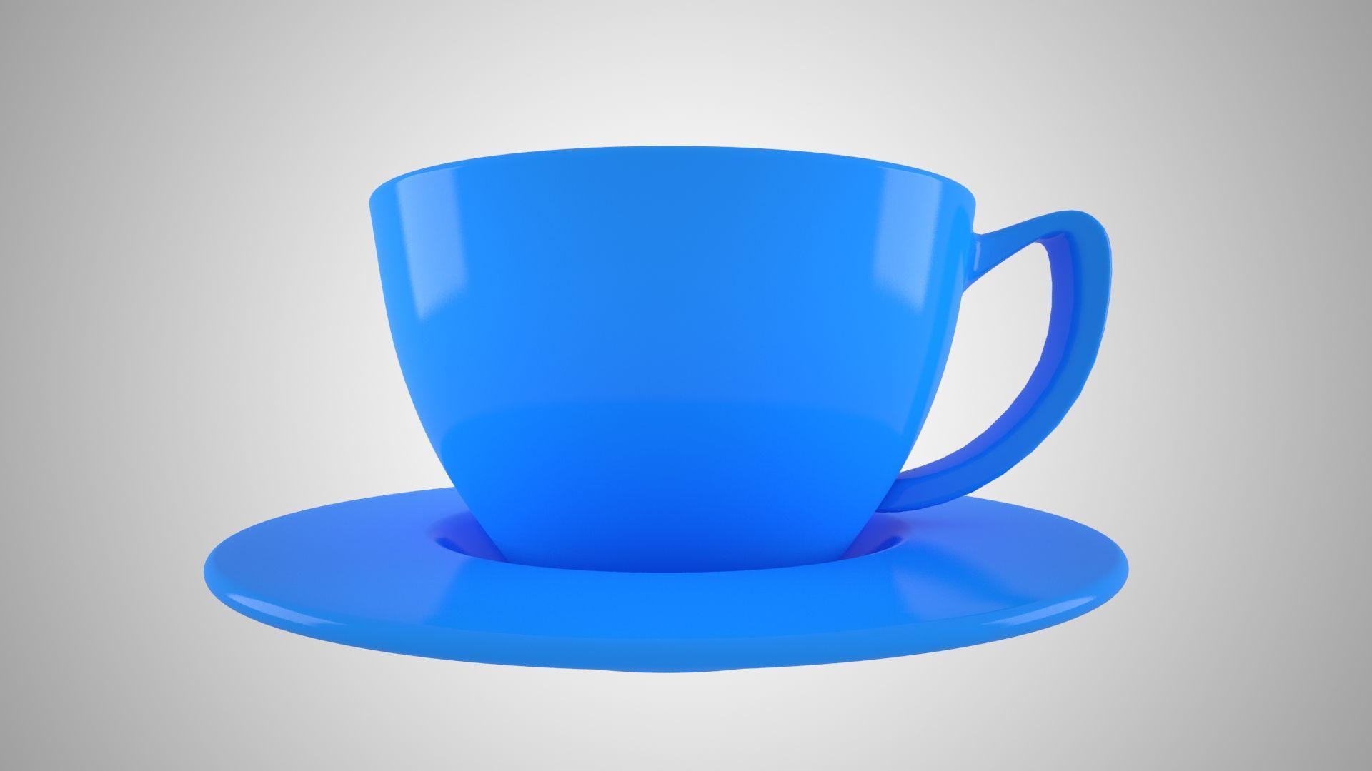Coffee Cup Saucer Dodger Blue Color 3D model_4