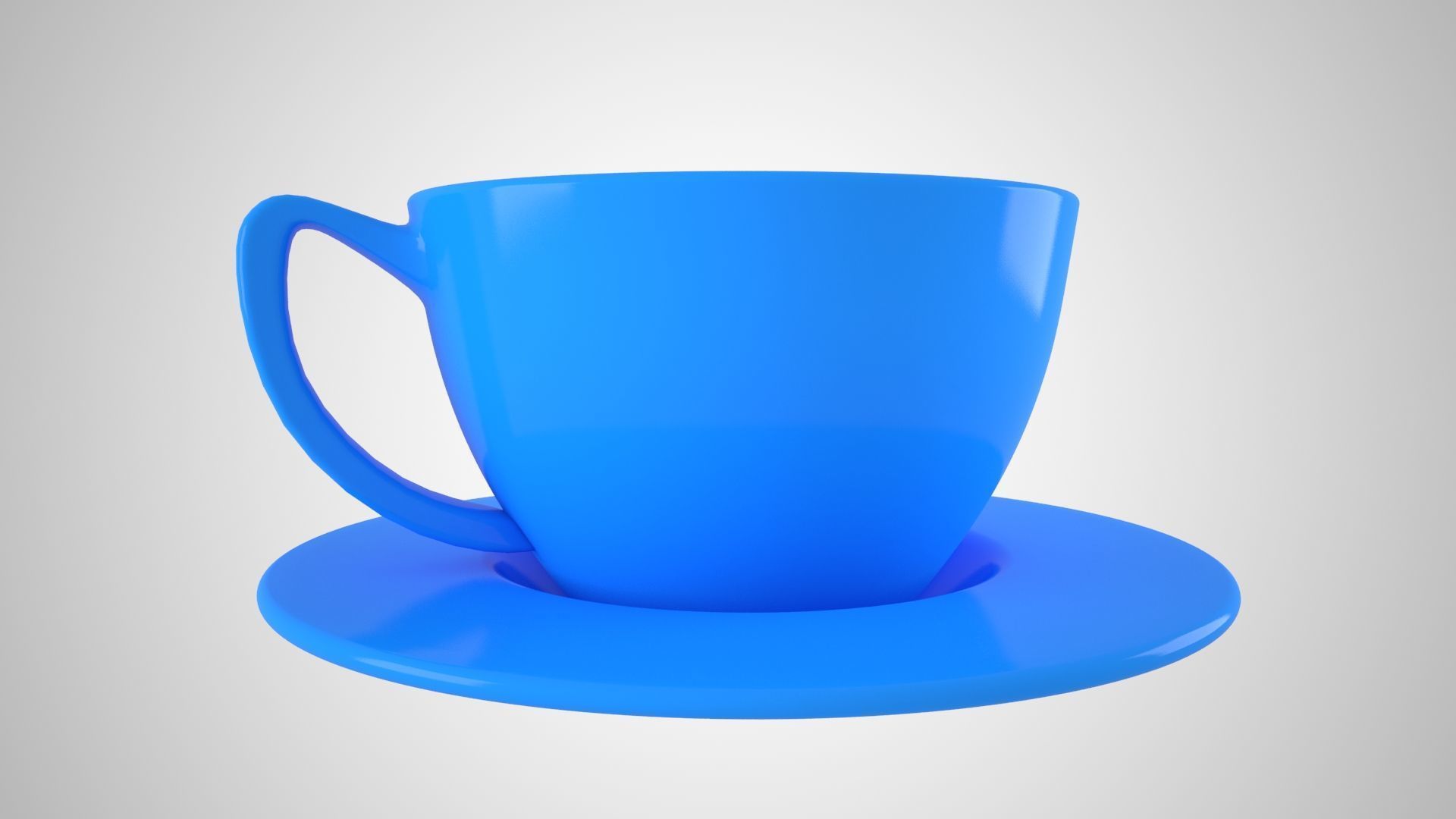 Coffee Cup Saucer Dodger Blue Color 3D model_1