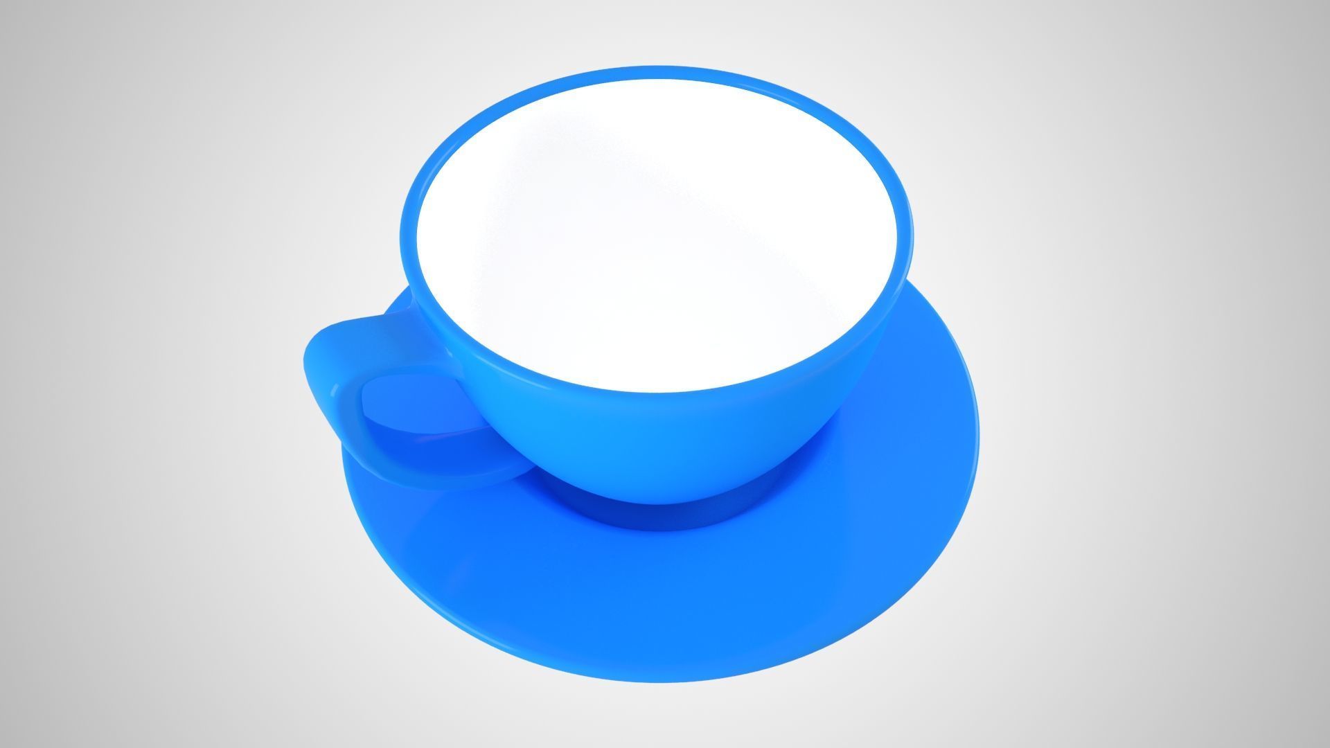 Coffee Cup Saucer Dodger Blue Color 3D model_3