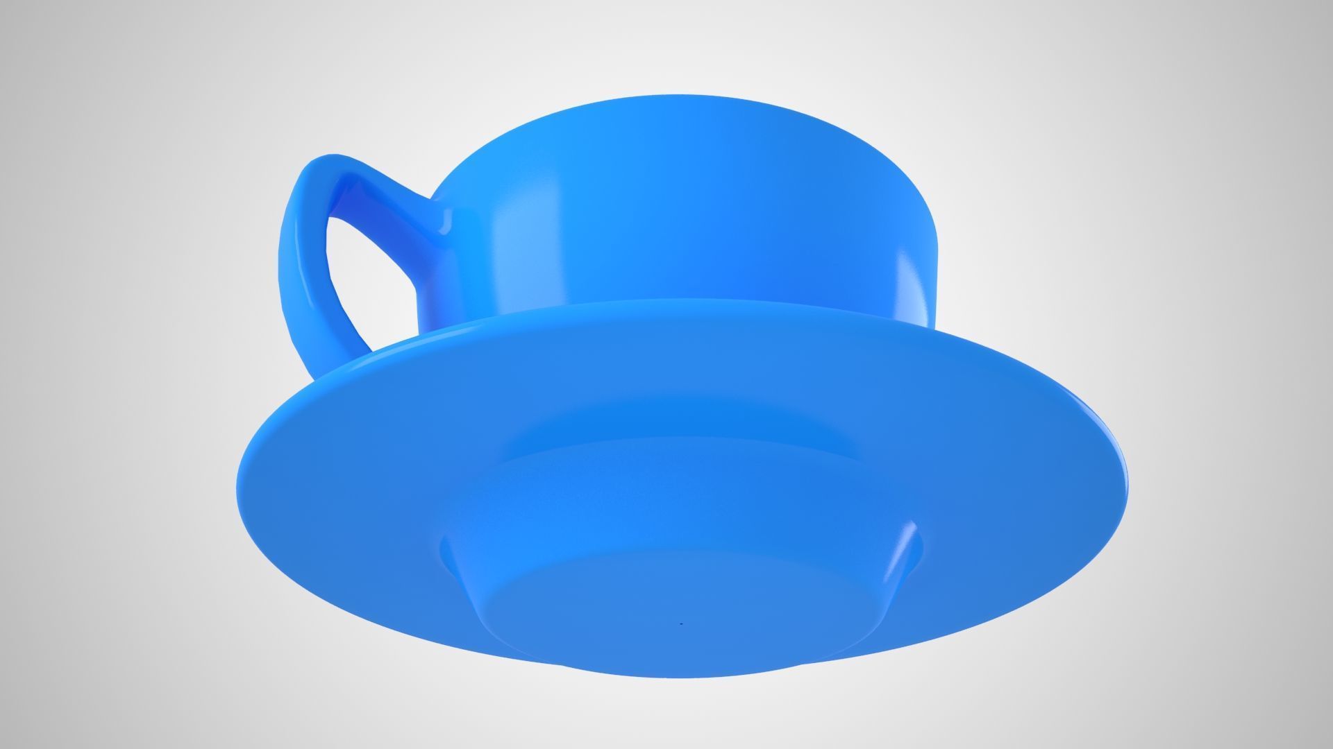 Coffee Cup Saucer Dodger Blue Color 3D model_2
