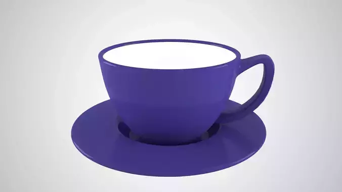 Coffee Cup Saucer Dark Slate Blue Color