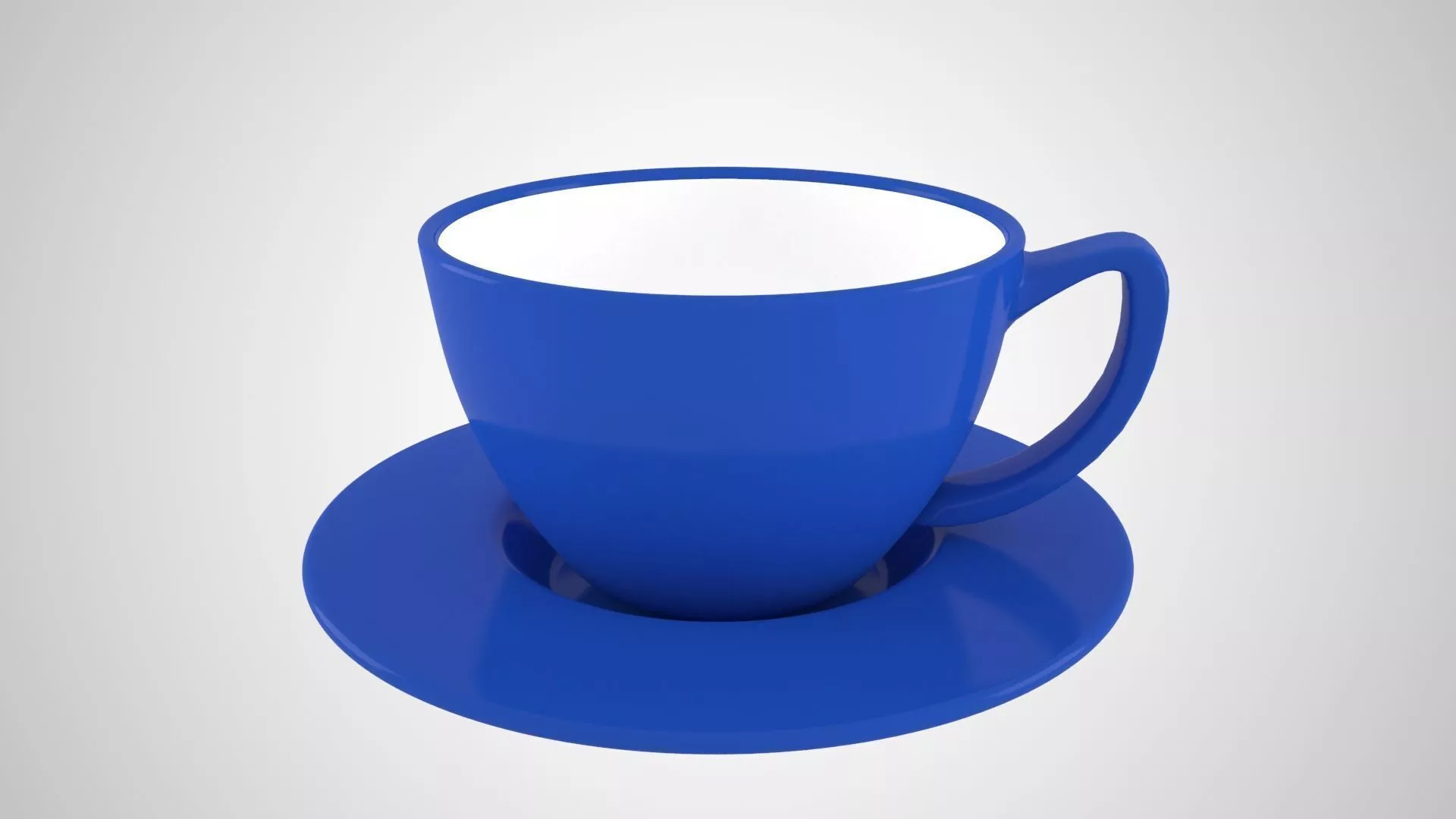 Coffee Cup Saucer Cerulean Blue Color 3D model