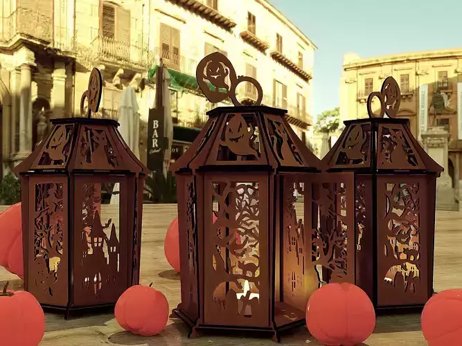 Wooden Lantern Halloween