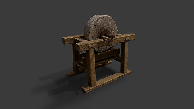 Grinding Wheel medieval Low-poly 3D model