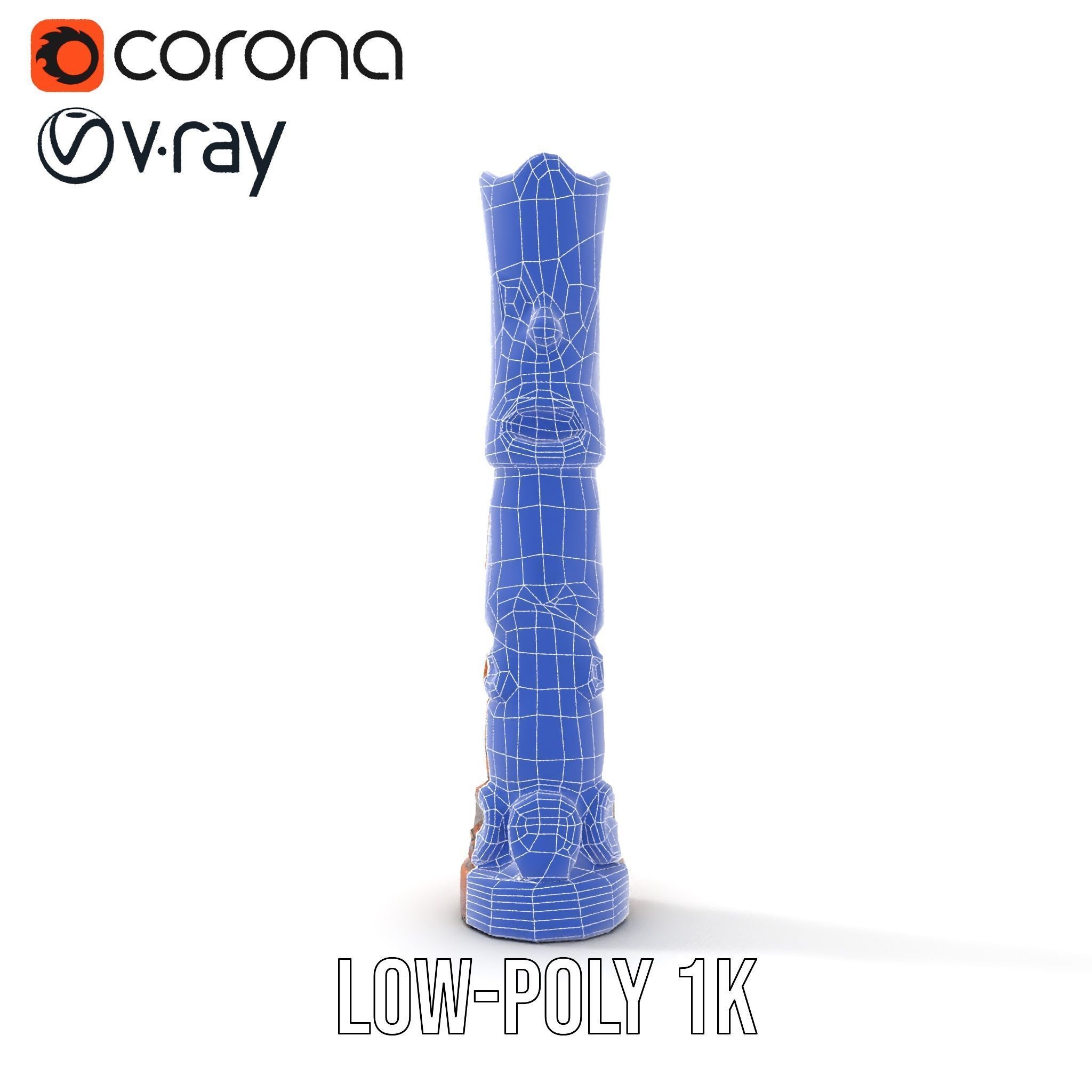 Wooden Totem Pole Model Pack with Intricate Carvings Low-poly 3D model_27