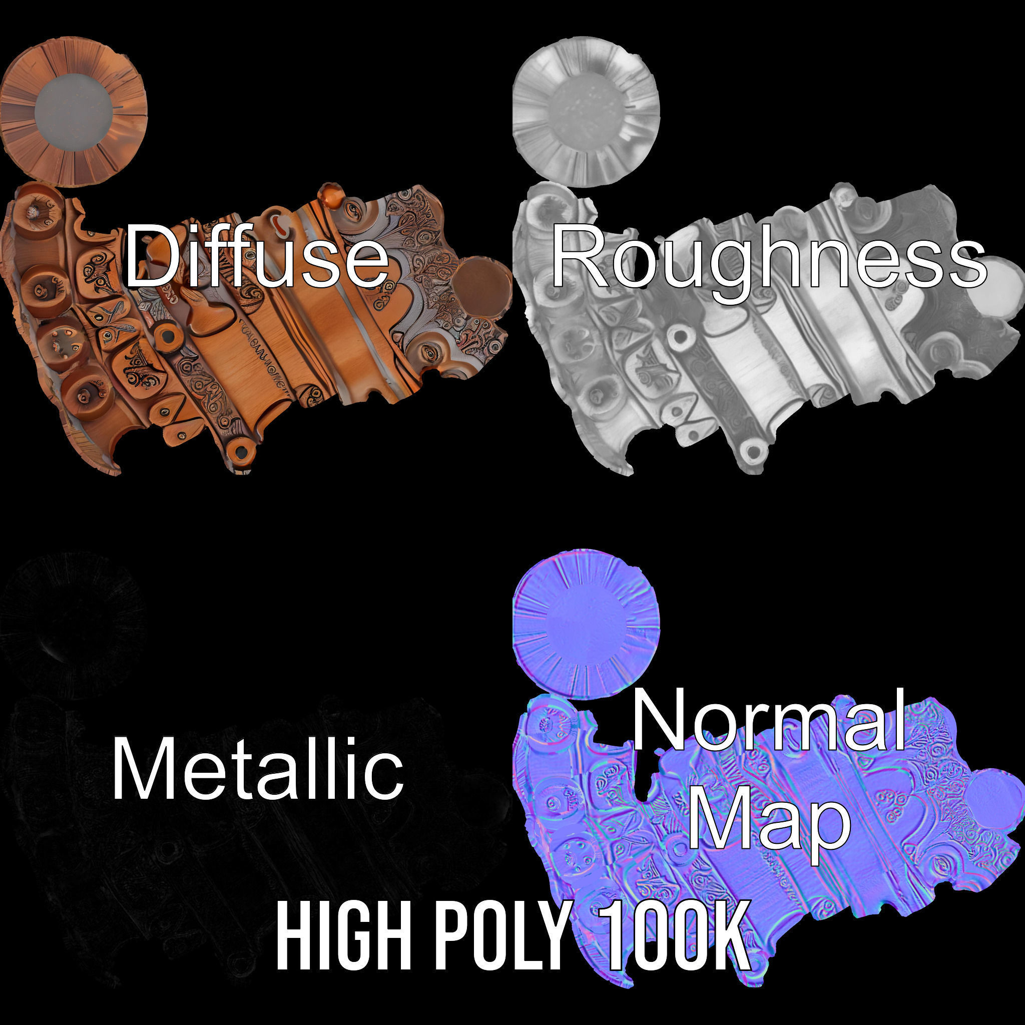 Wooden Totem Pole Model Pack with Intricate Carvings Low-poly 3D model_3