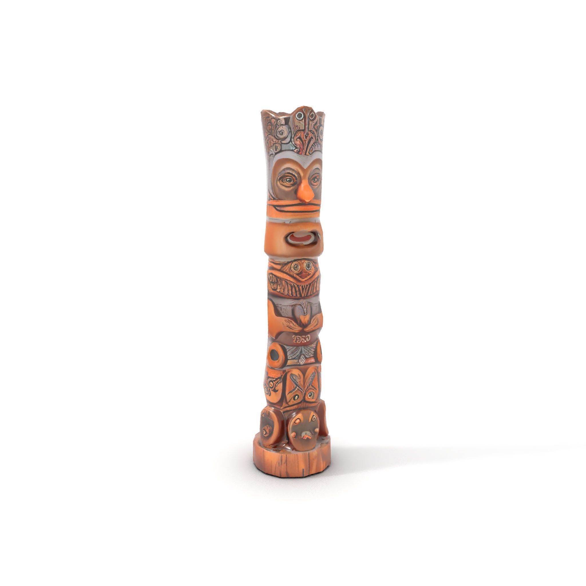 Wooden Totem Pole Model Pack with Intricate Carvings Low-poly 3D model_7