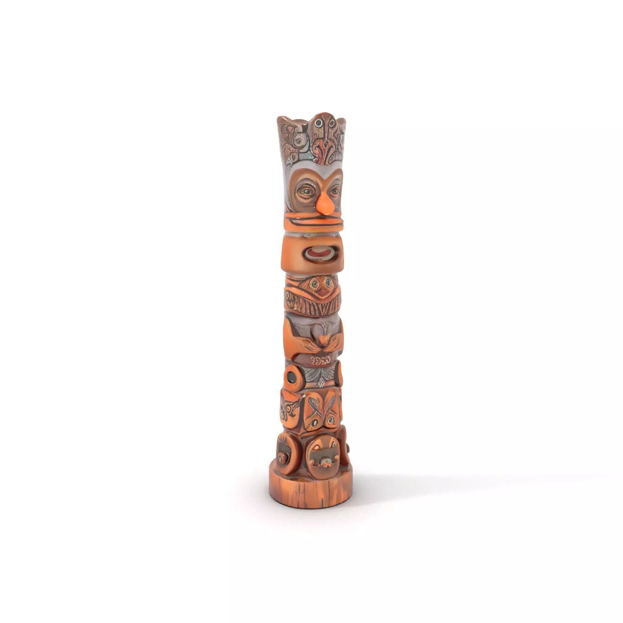Wooden Totem Pole Model Pack with Intricate Carvings Low-poly 3D model_0