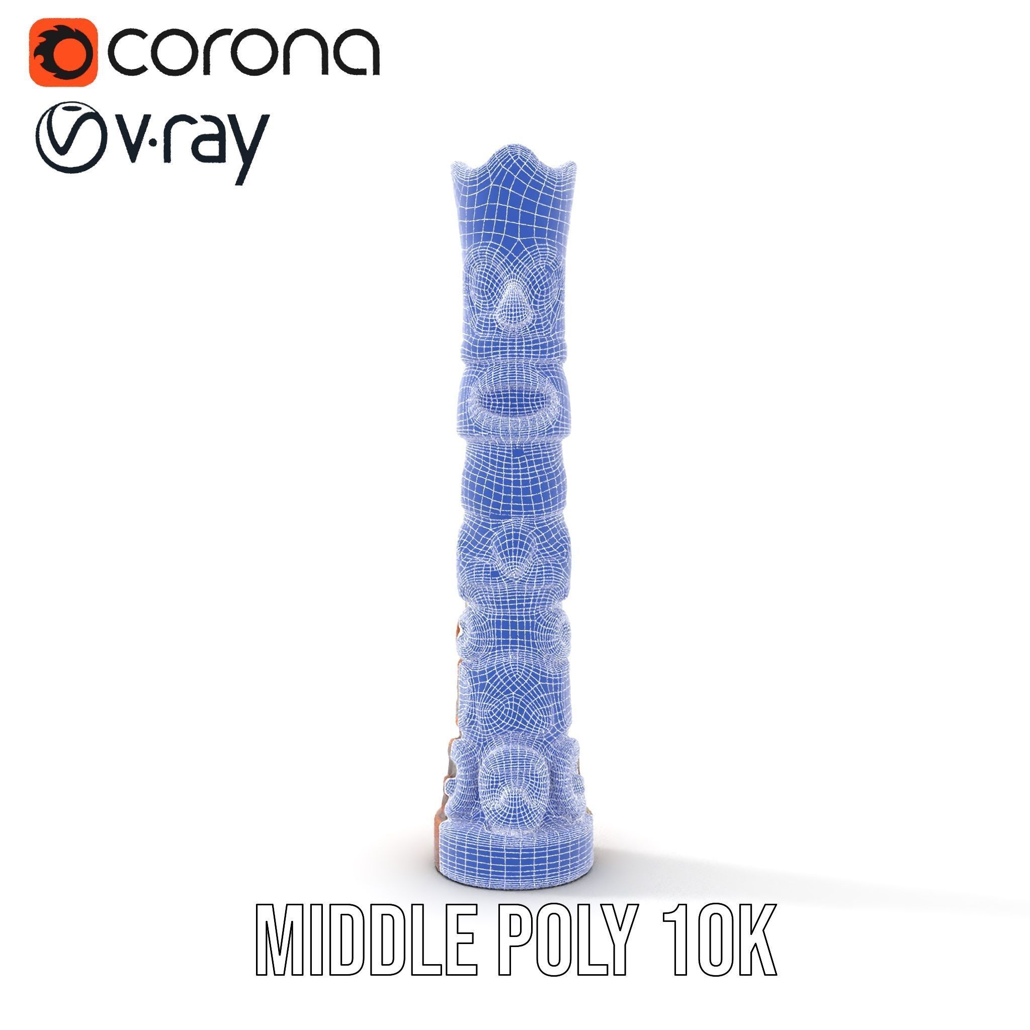 Wooden Totem Pole Model Pack with Intricate Carvings Low-poly 3D model_26