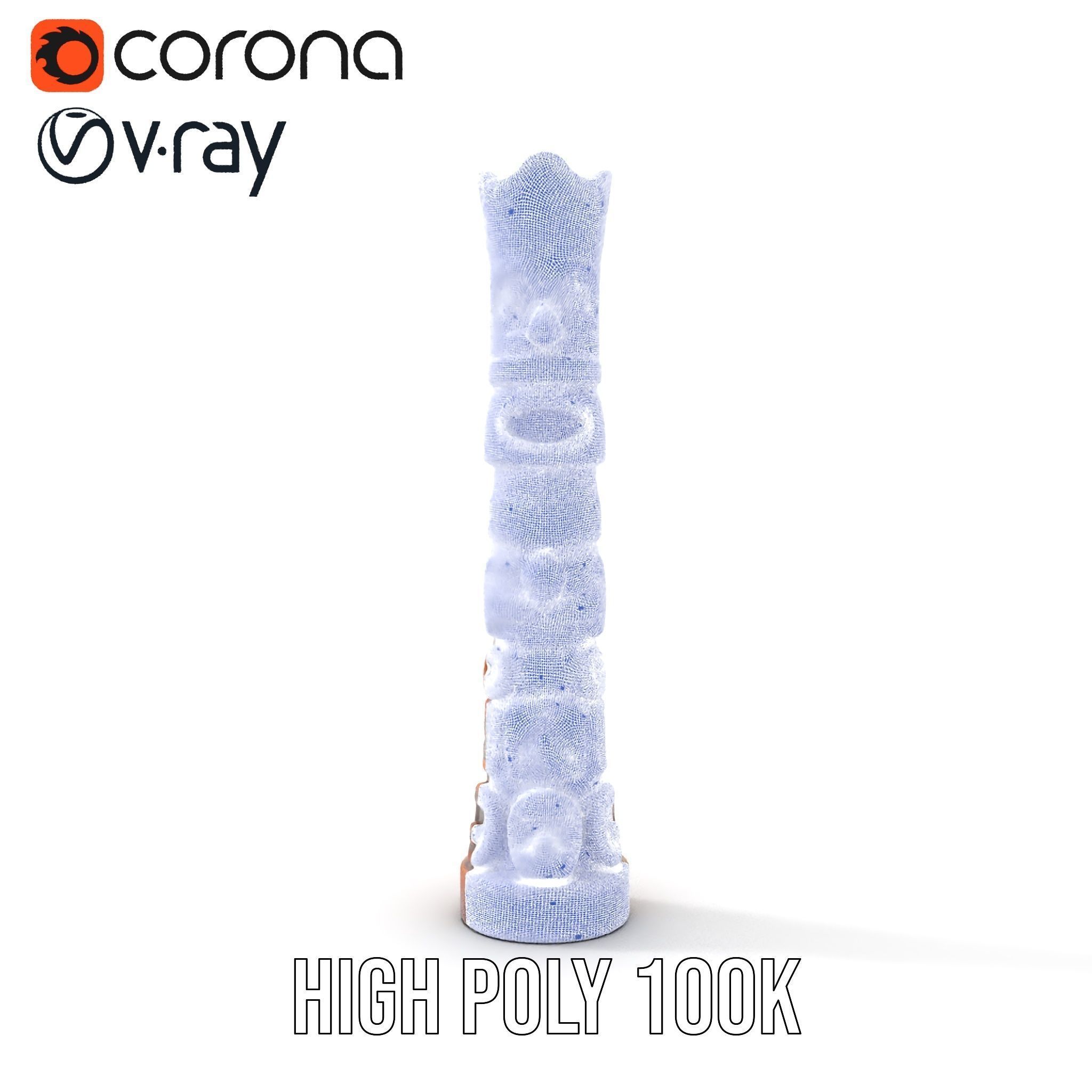 Wooden Totem Pole Model Pack with Intricate Carvings Low-poly 3D model_33