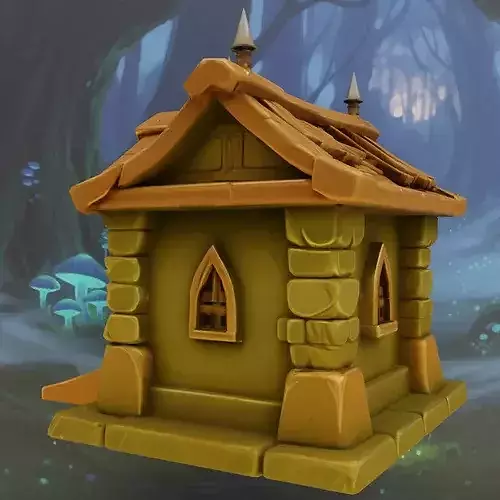 Stylized Fantasy Woodland Cottage House Low-poly 3D model 6