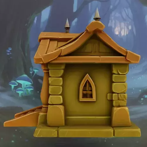 Stylized Fantasy Woodland Cottage House Low-poly 3D model 5