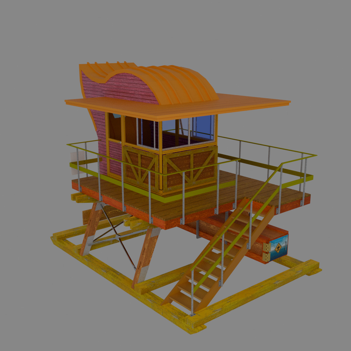 Lifeguard Tower 3D model_7