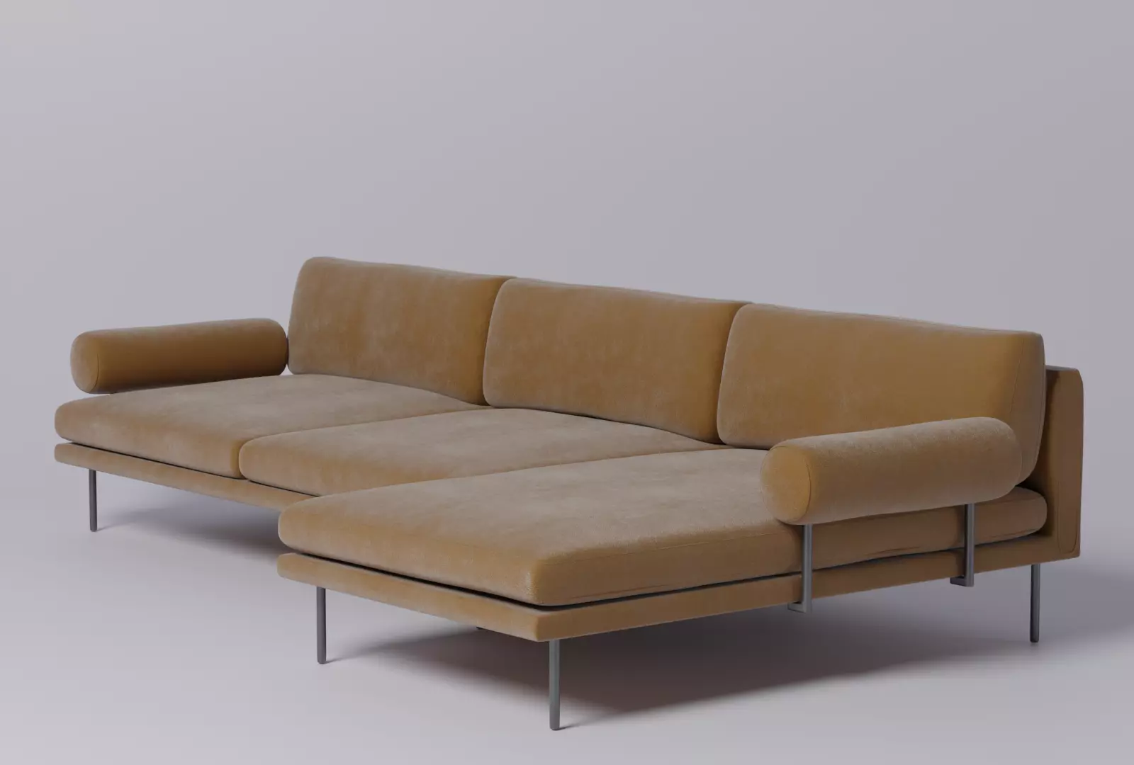 Fabric Sofa - orange fabric - Mies Roll - 3D model 3D model 3D model_0