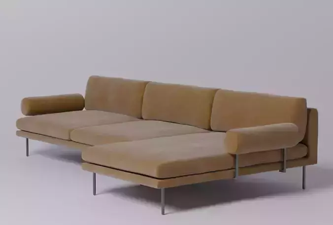 Fabric Sofa - orange fabric - Mies Roll - 3D model 3D model