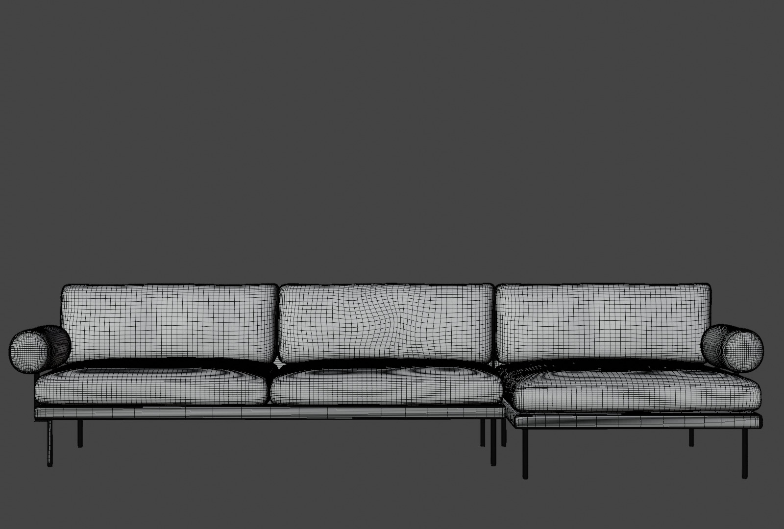 Fabric Sofa - orange fabric - Mies Roll - 3D model 3D model 3D model_5