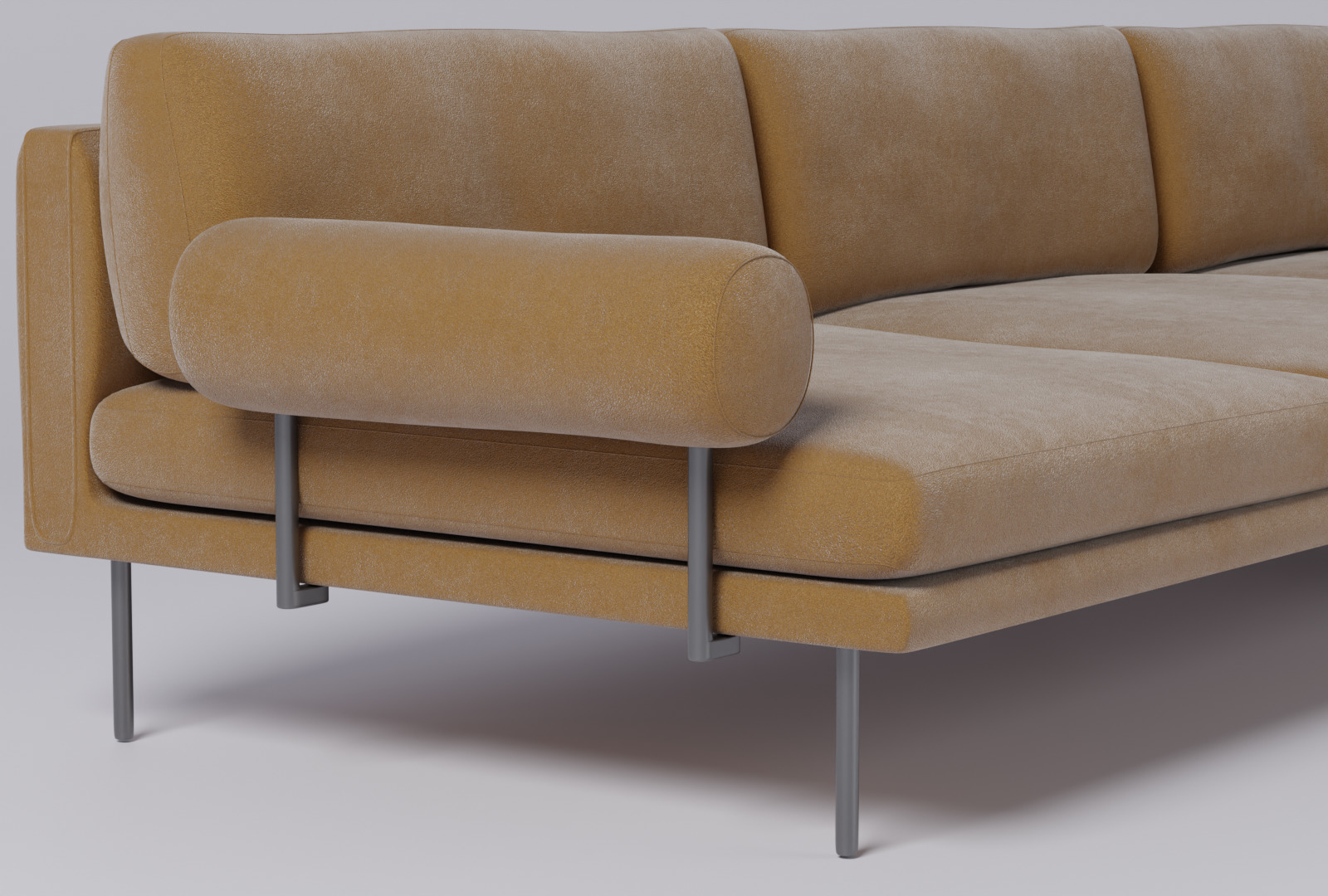 Fabric Sofa - orange fabric - Mies Roll - 3D model 3D model 3D model_3