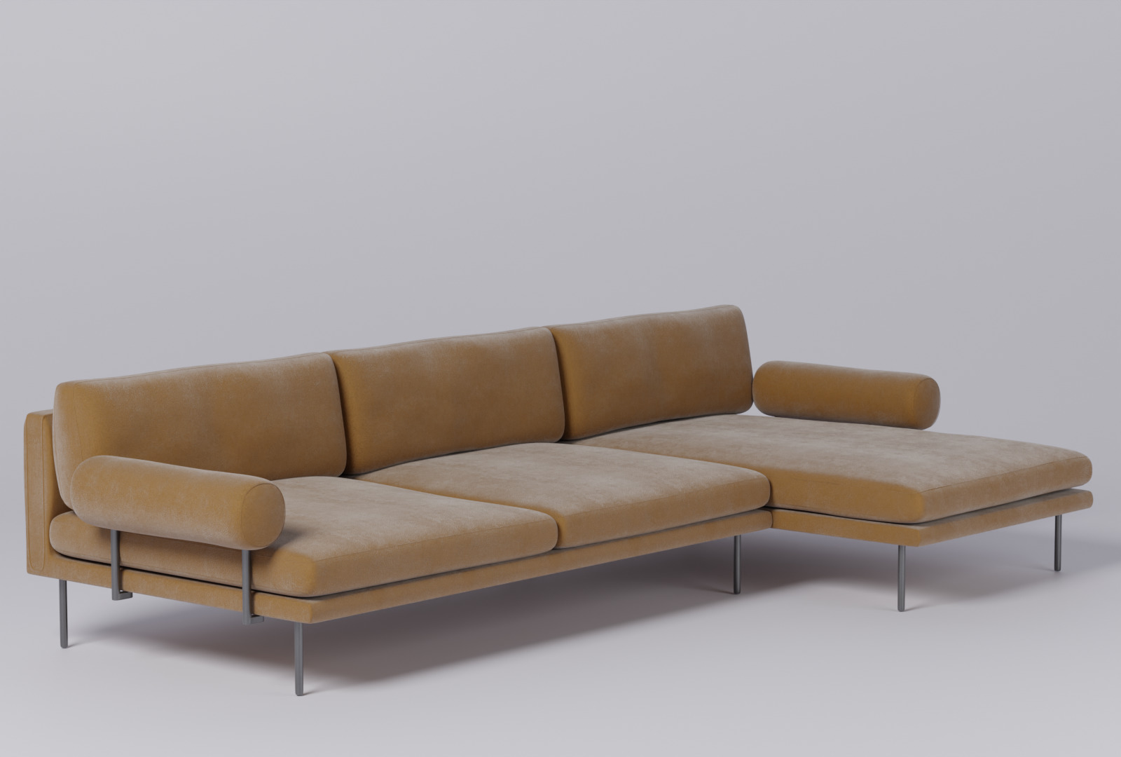 Fabric Sofa - orange fabric - Mies Roll - 3D model 3D model 3D model_1