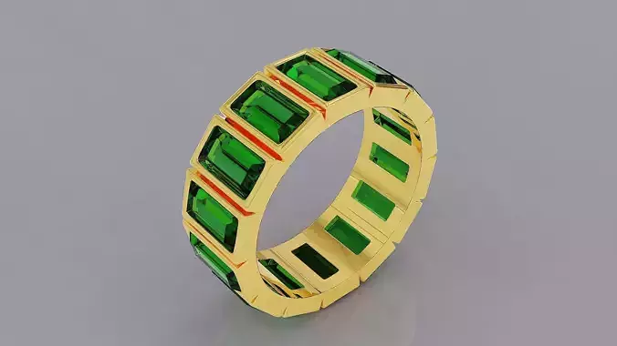 Bezel set baguette cut diamond eternity ring band