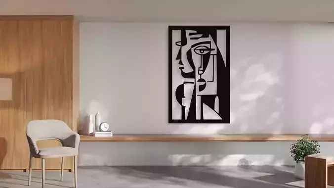 Abstract Faces Modern Wall Decor 3D Print Laser Cut Design
