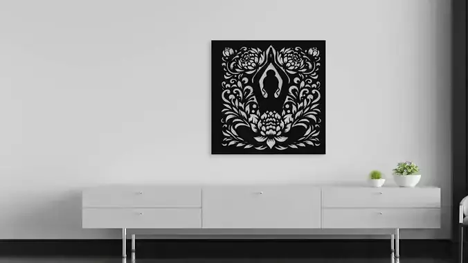 Meditative Yoga Lotus Floral Wall Art
