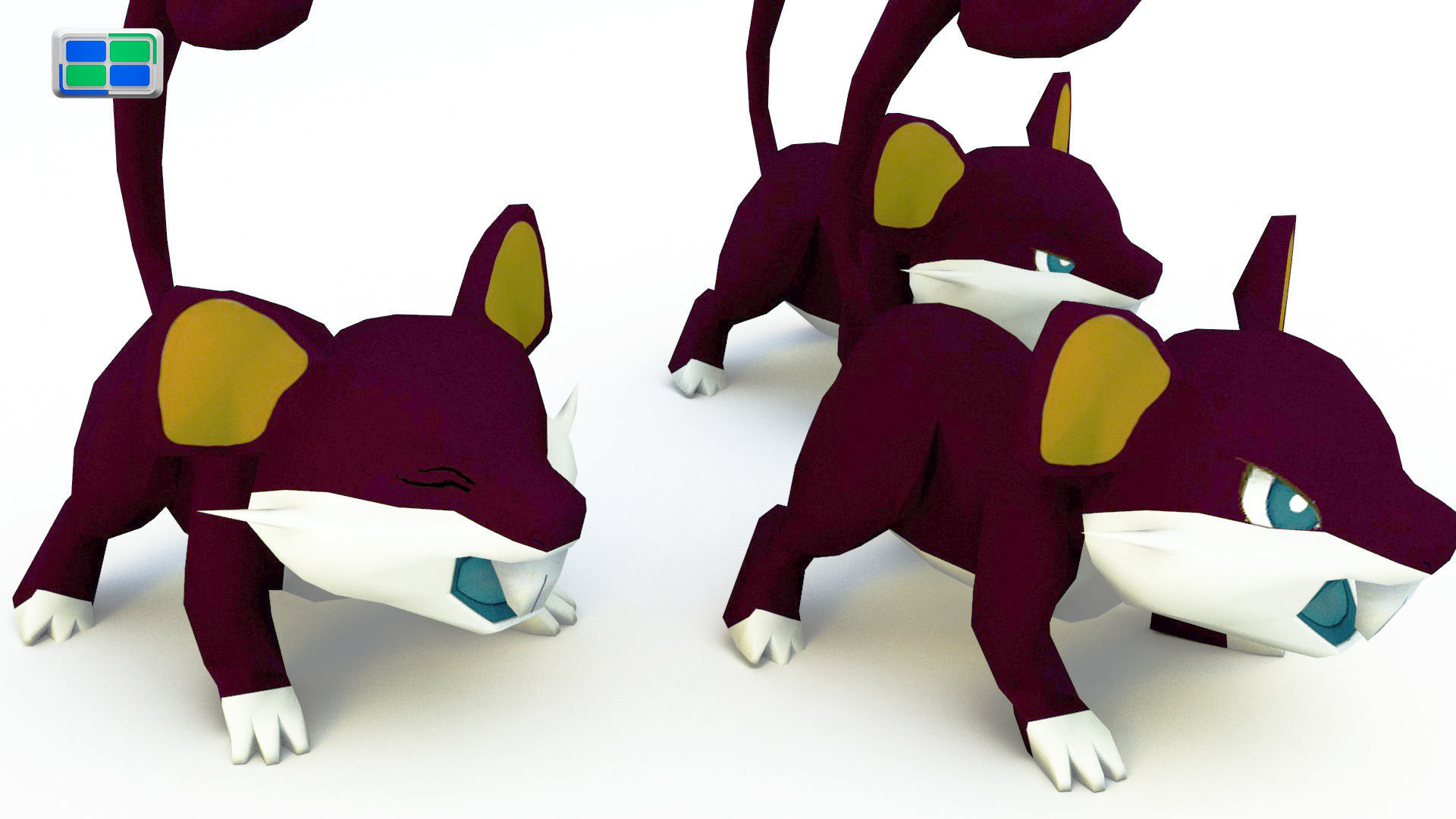 Rattata Model three pokemon cats 3D model_2