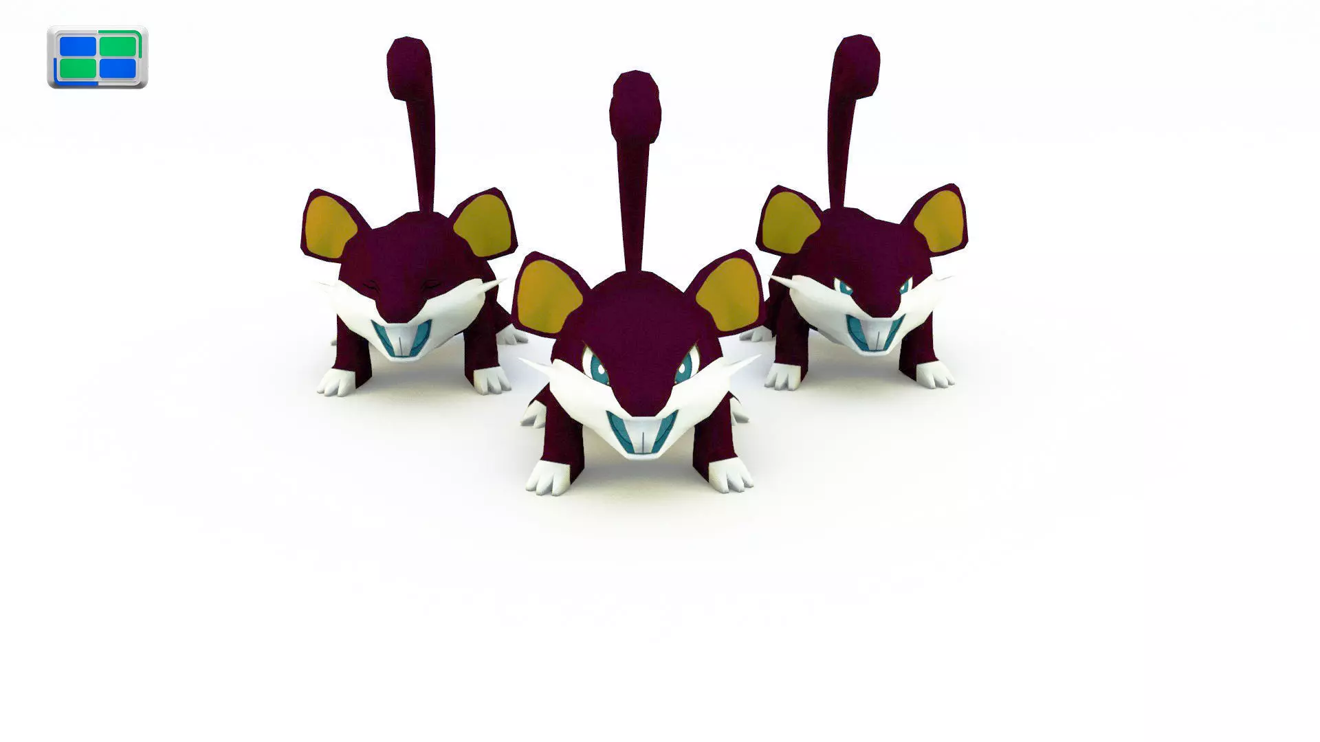Rattata Model three pokemon cats 3D model_0