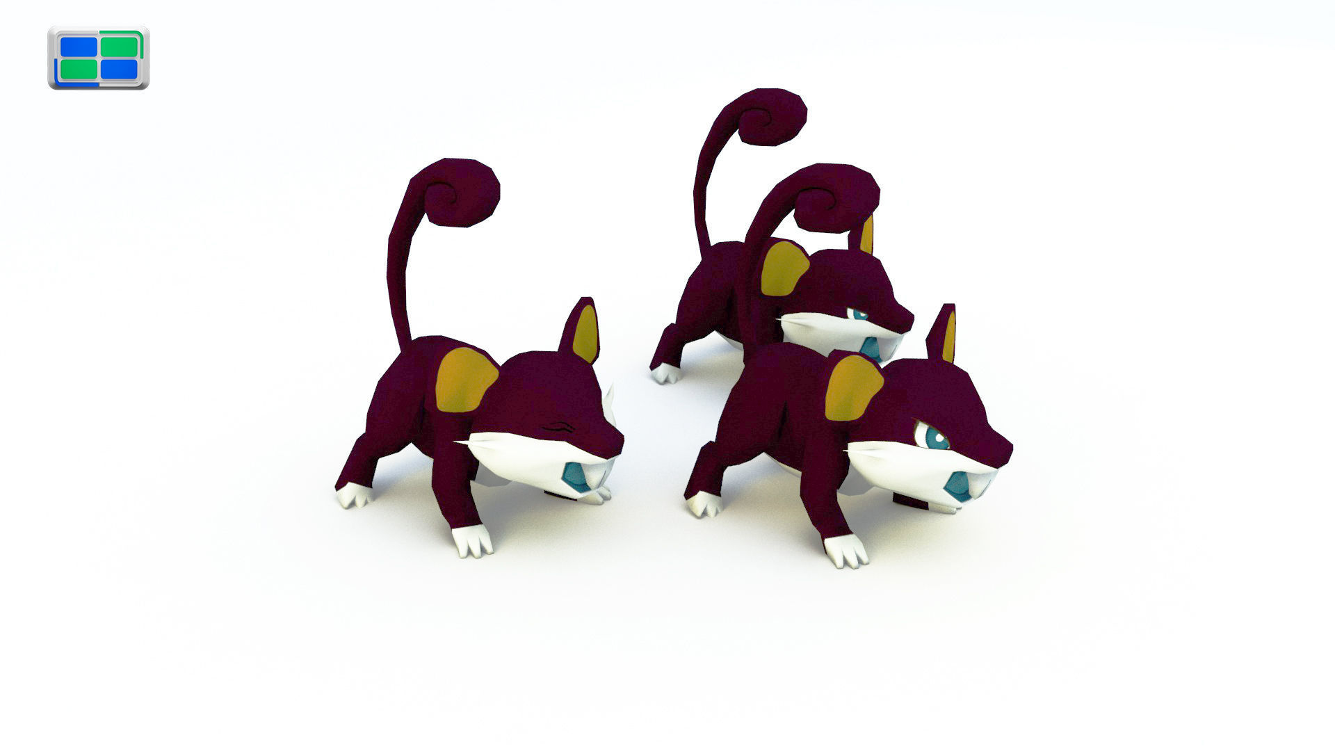 Rattata Model three pokemon cats 3D model_1