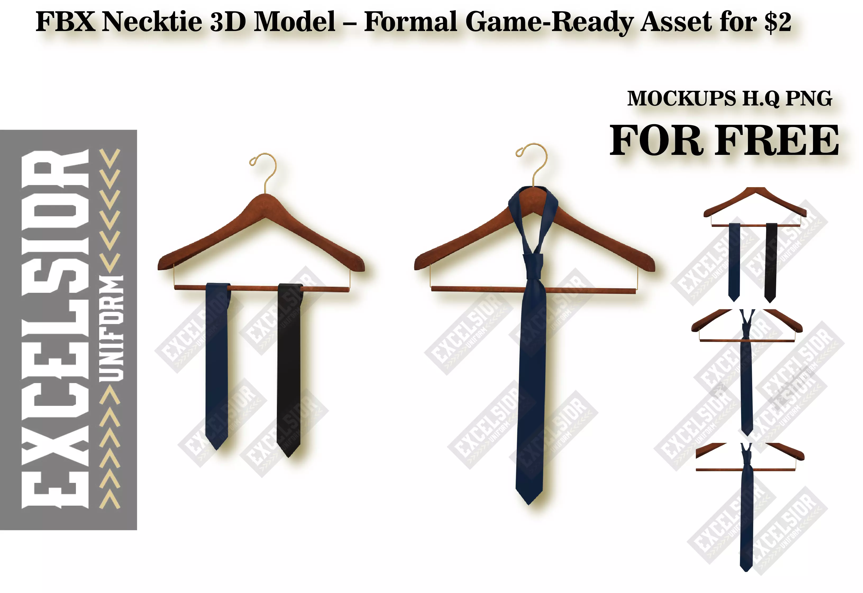 Realistic 3D Tie FBX PNG Texture Low-poly 3D model