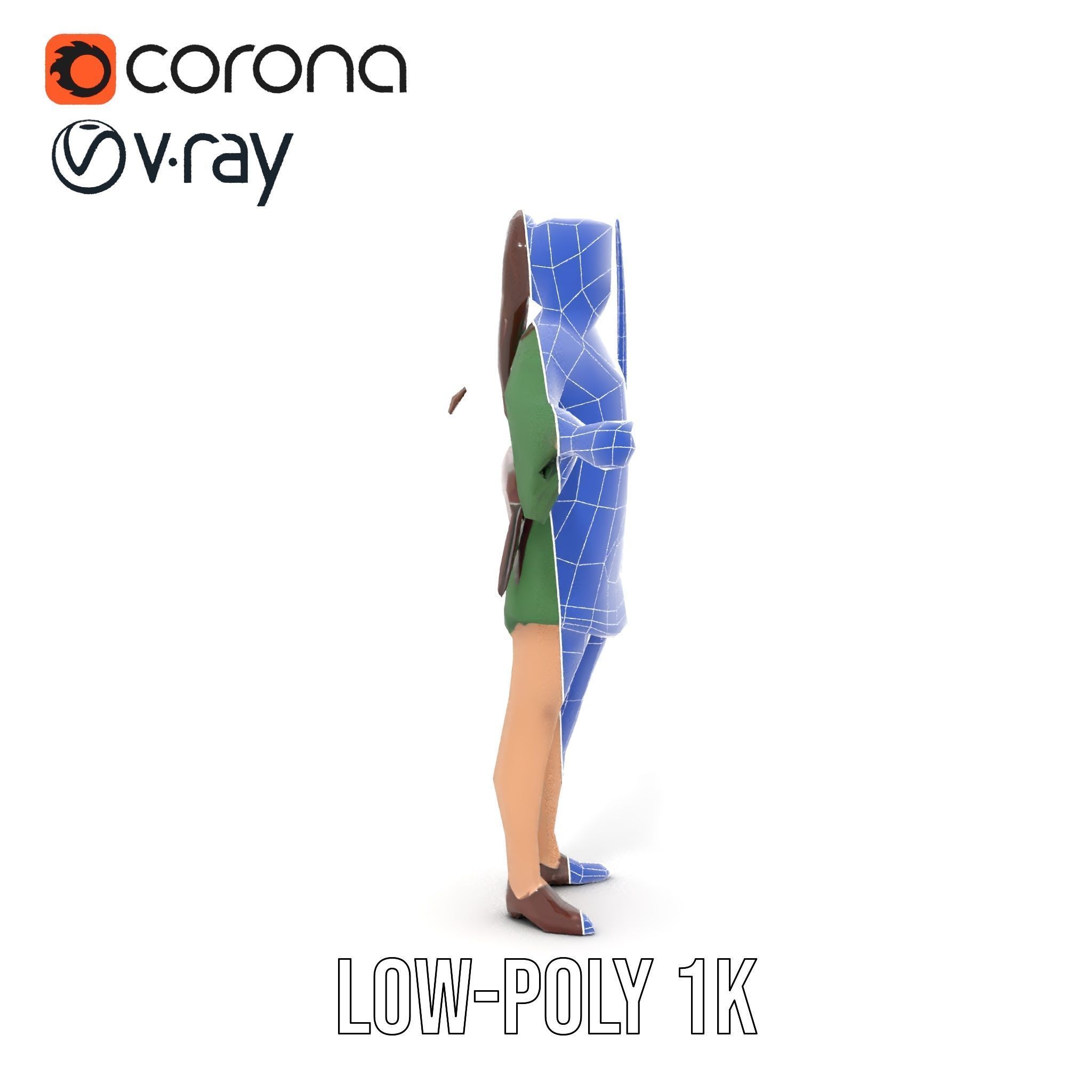 Female Archer Character Rigged and Animated D Model Low-poly 3D model_30