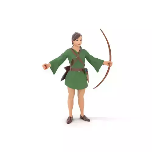 Female Archer Character Rigged and Animated D Model