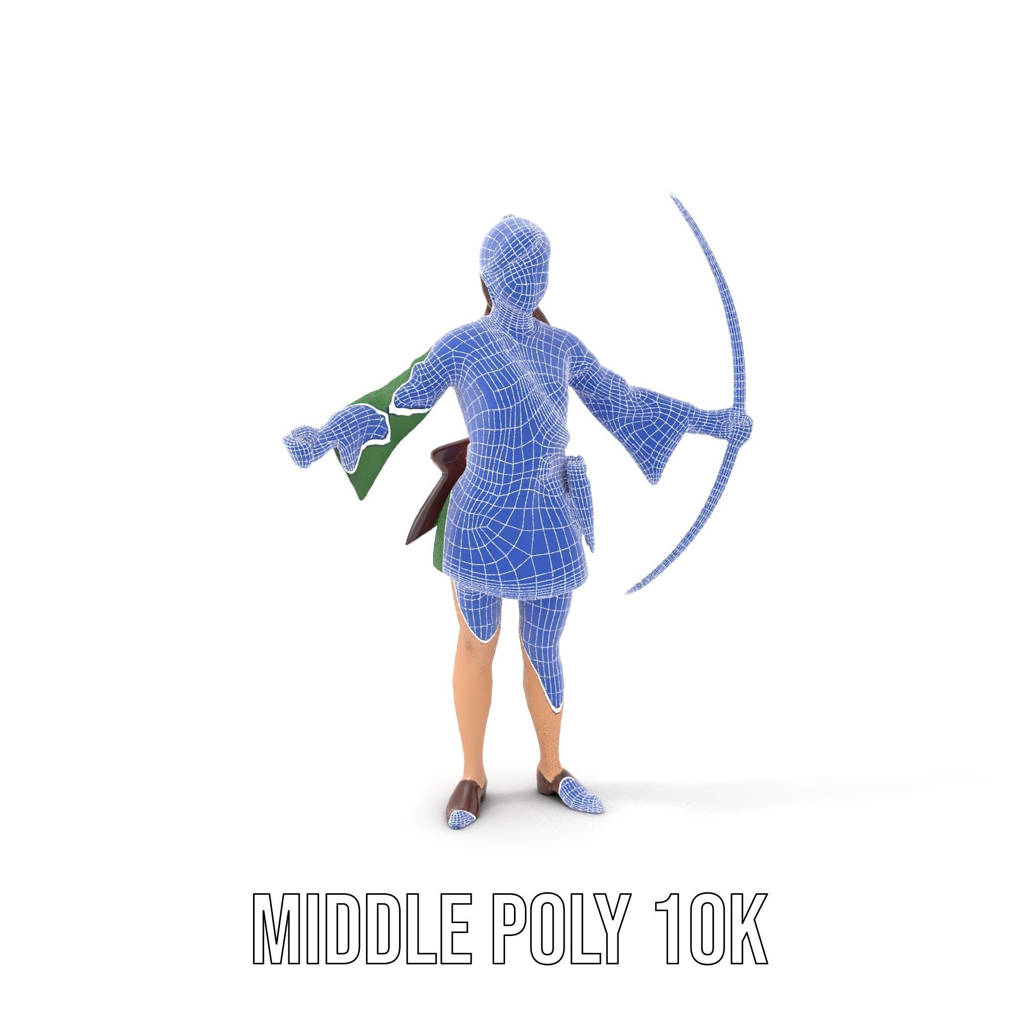 Female Archer Character Rigged and Animated D Model Low-poly 3D model_21