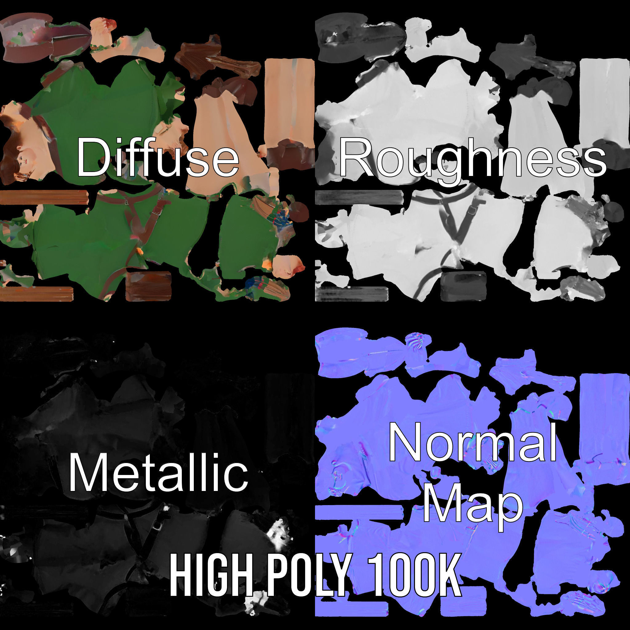 Female Archer Character Rigged and Animated D Model Low-poly 3D model_3