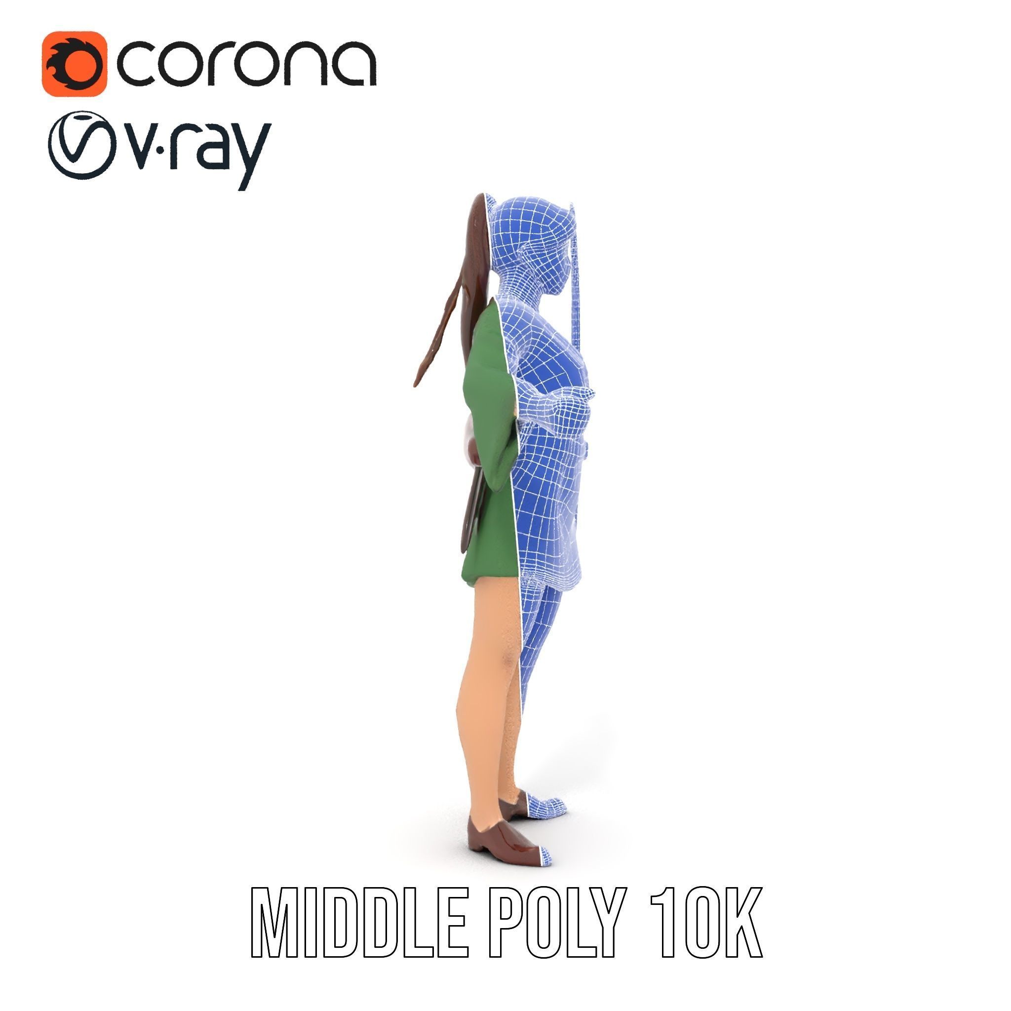 Female Archer Character Rigged and Animated D Model Low-poly 3D model_29