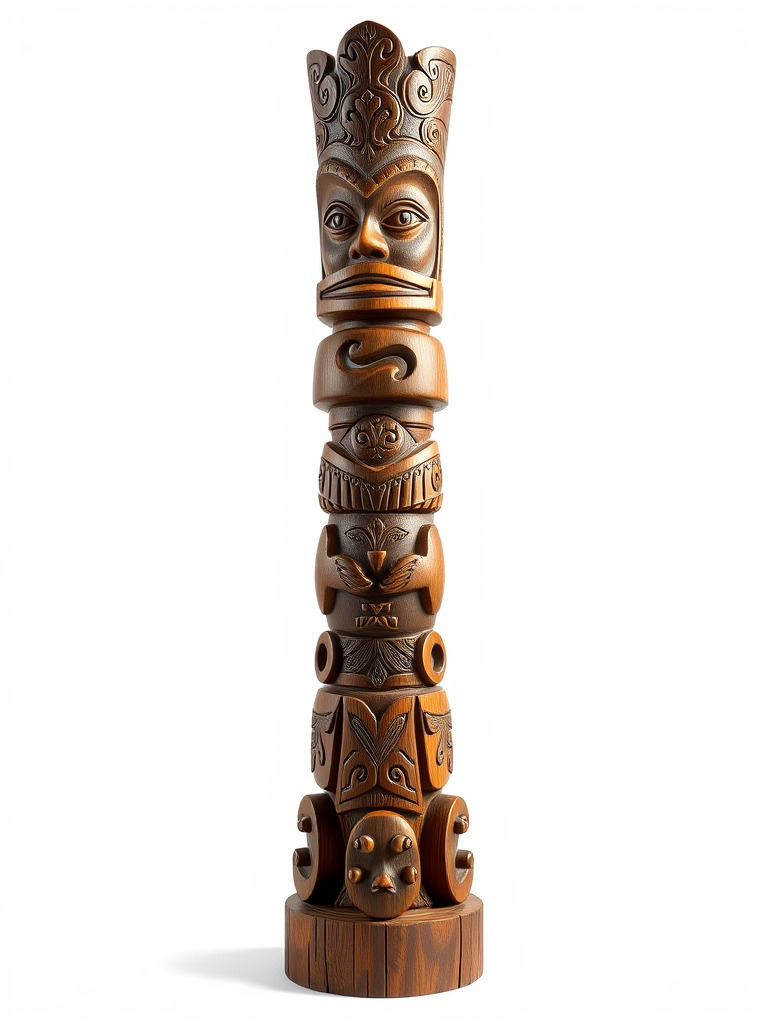 Wooden Totem Statue D Model Pack with Intricate Carvings Low-poly 3D model_2