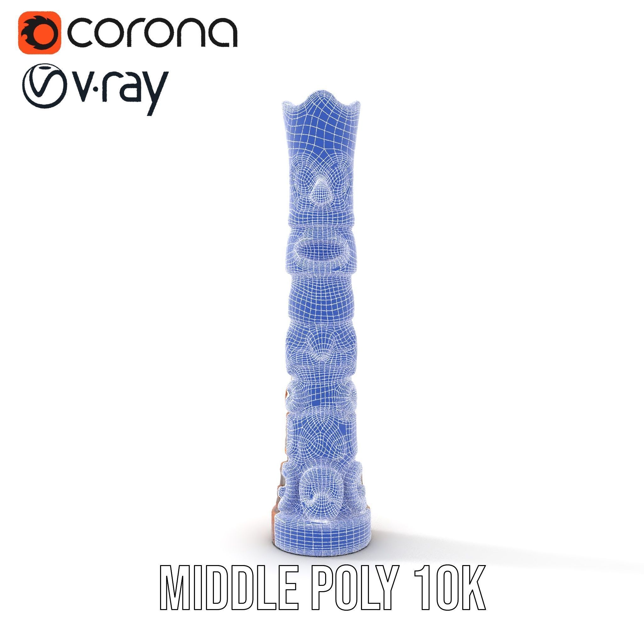 Wooden Totem Statue D Model Pack with Intricate Carvings Low-poly 3D model_26