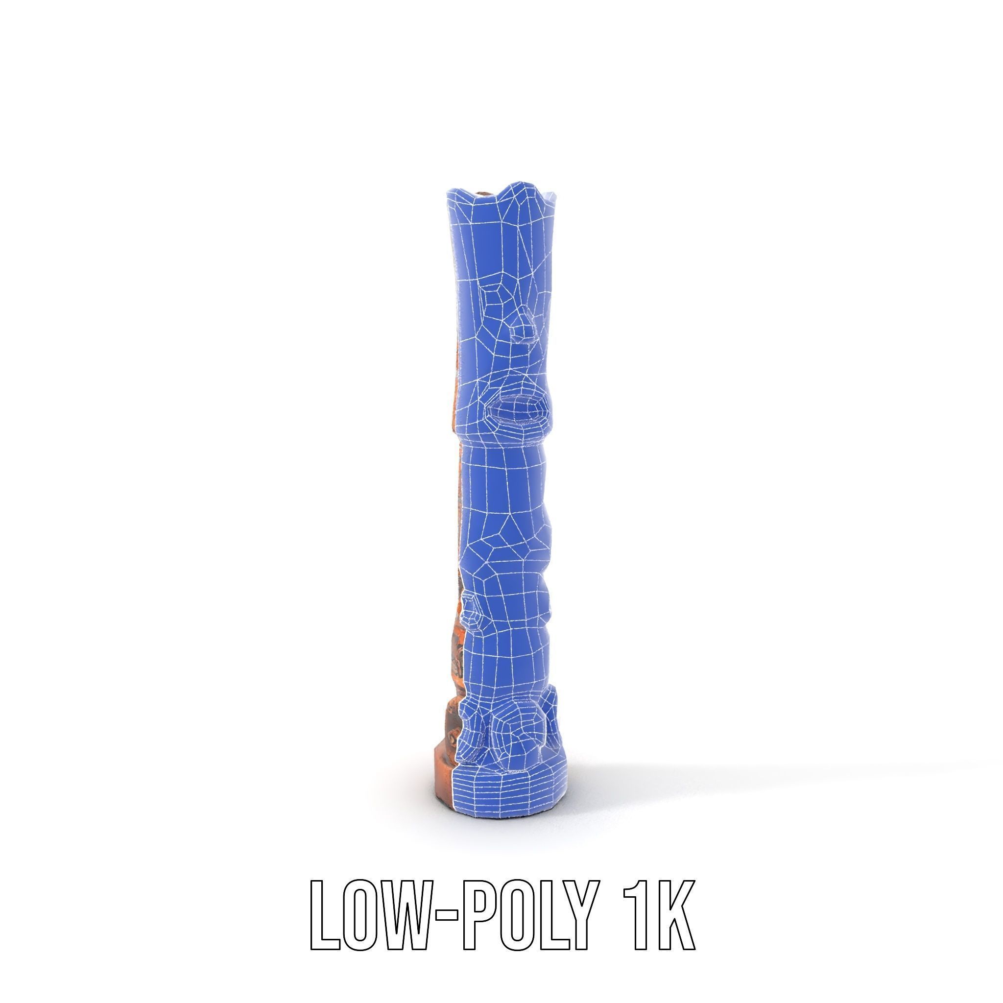 Wooden Totem Statue D Model Pack with Intricate Carvings Low-poly 3D model_16