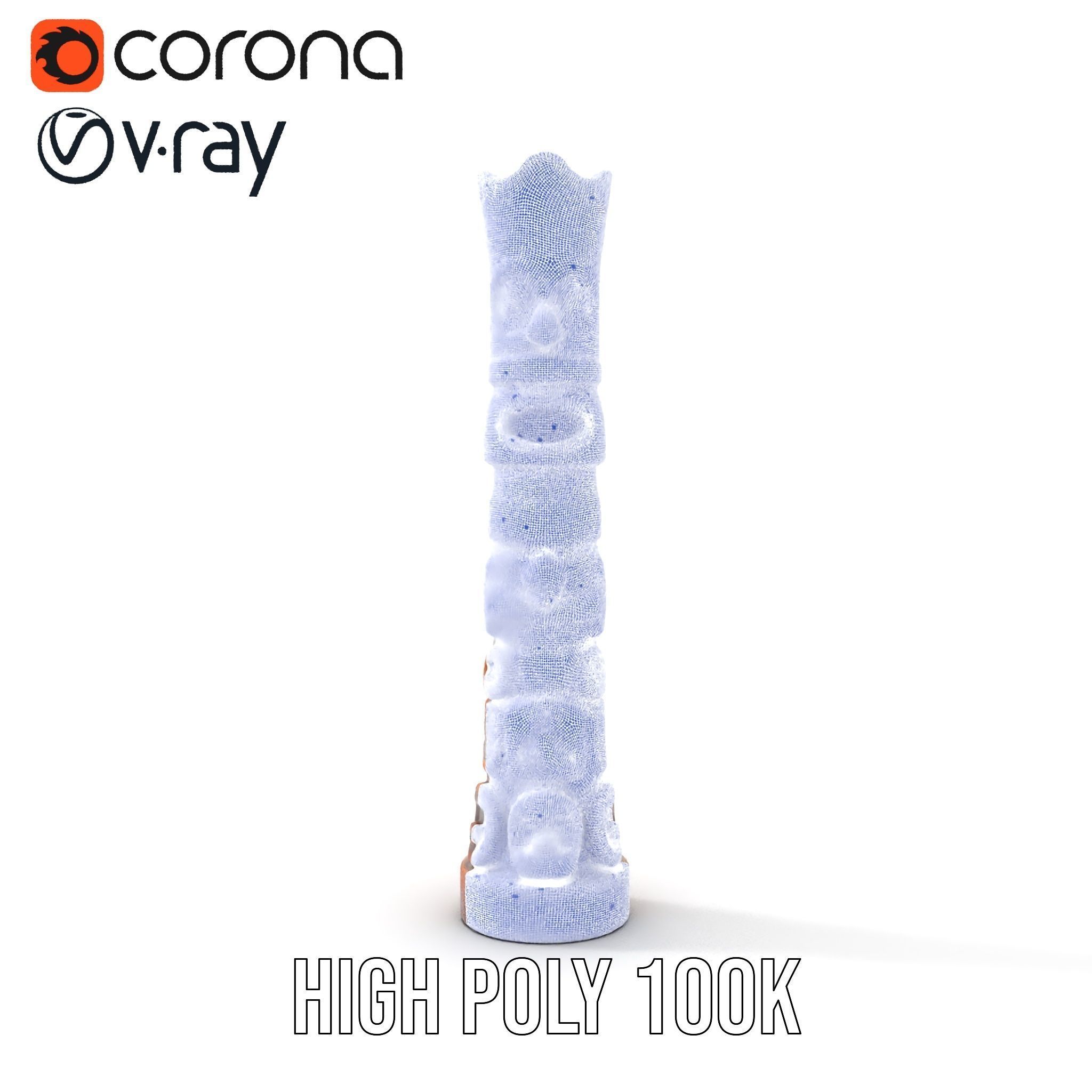 Wooden Totem Statue D Model Pack with Intricate Carvings Low-poly 3D model_34