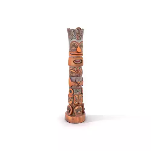 Wooden Totem Statue D Model Pack with Intricate Carvings