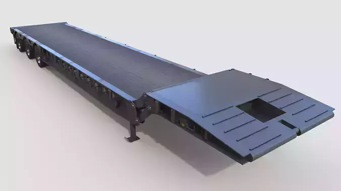 Oilfield Scissor Neck Tri-Axle Quad-Axle and Penta-Axle Trailers Low-poly 3D model
