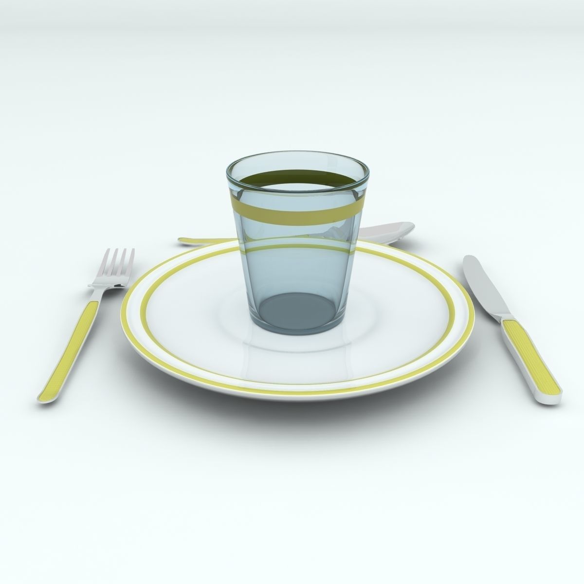 Plate Set with cup and fork Free 3D model_5