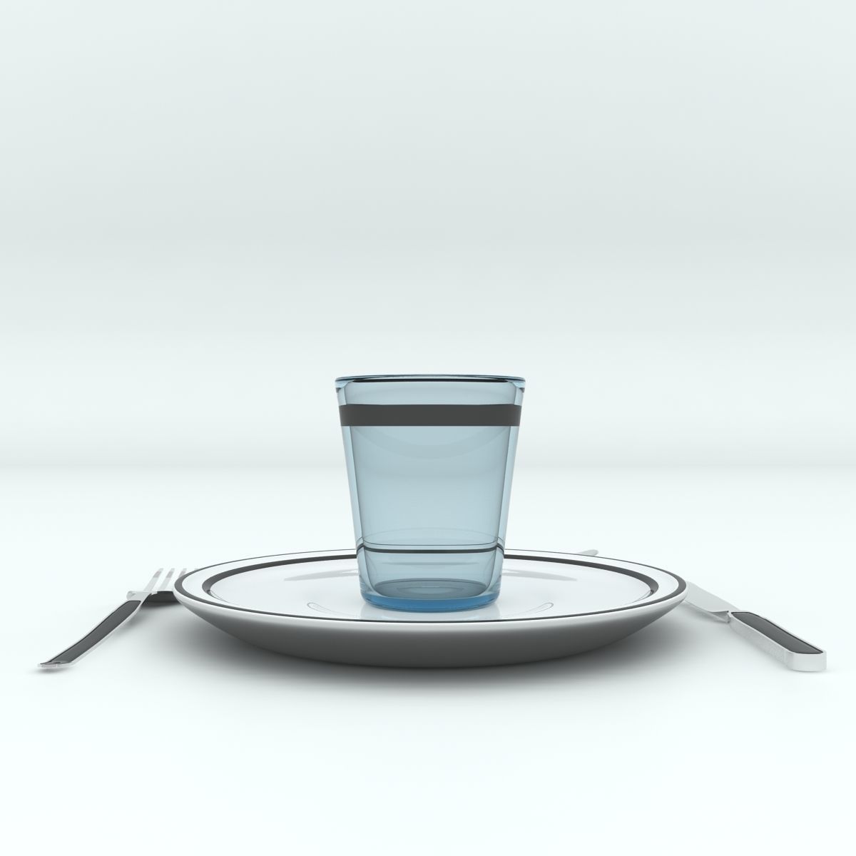 Plate Set with cup and fork Free 3D model_1