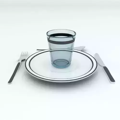 Plate Set with cup and fork Free 3D model