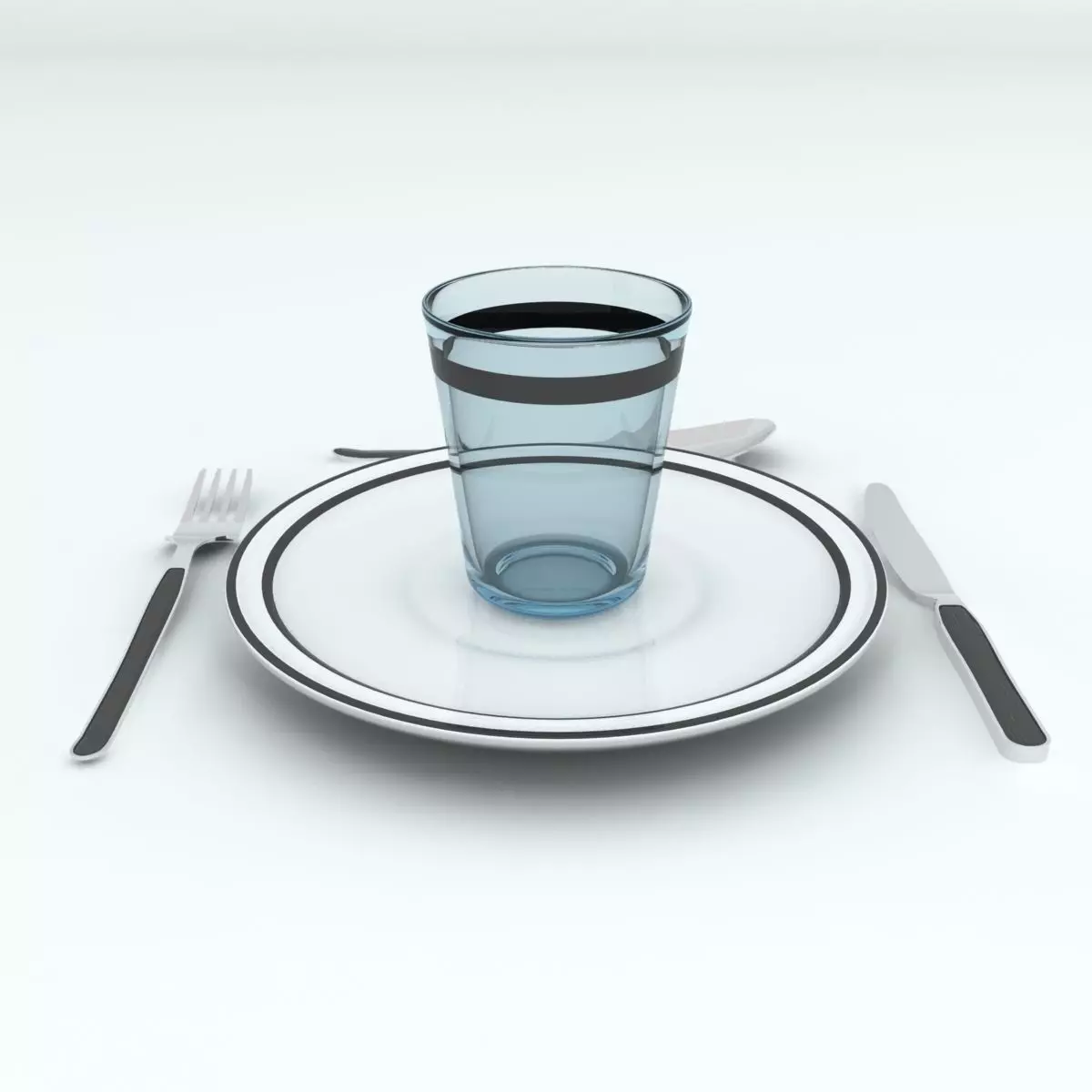 Plate Set with cup and fork Free 3D model_0