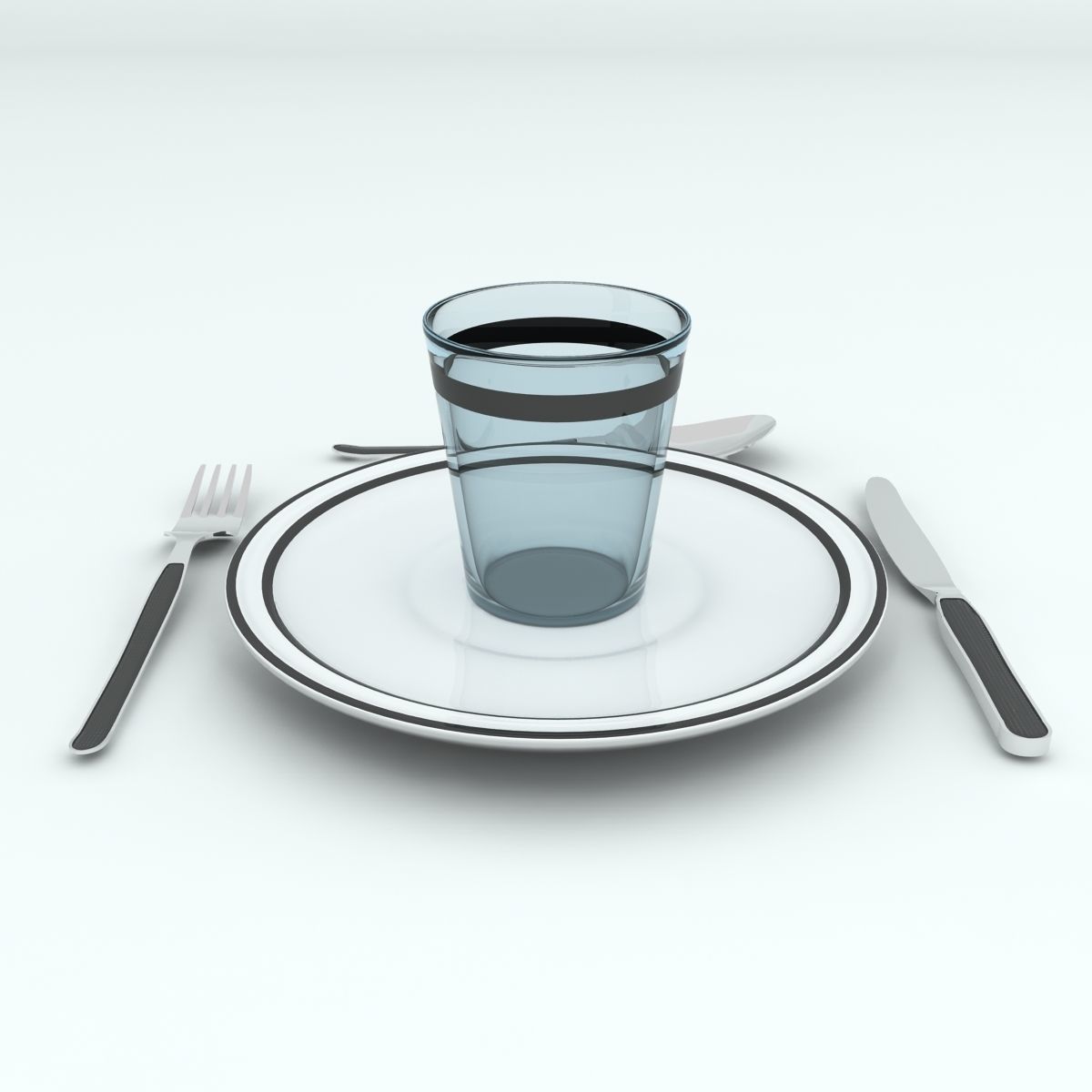 Plate Set with cup and fork Free 3D model_9