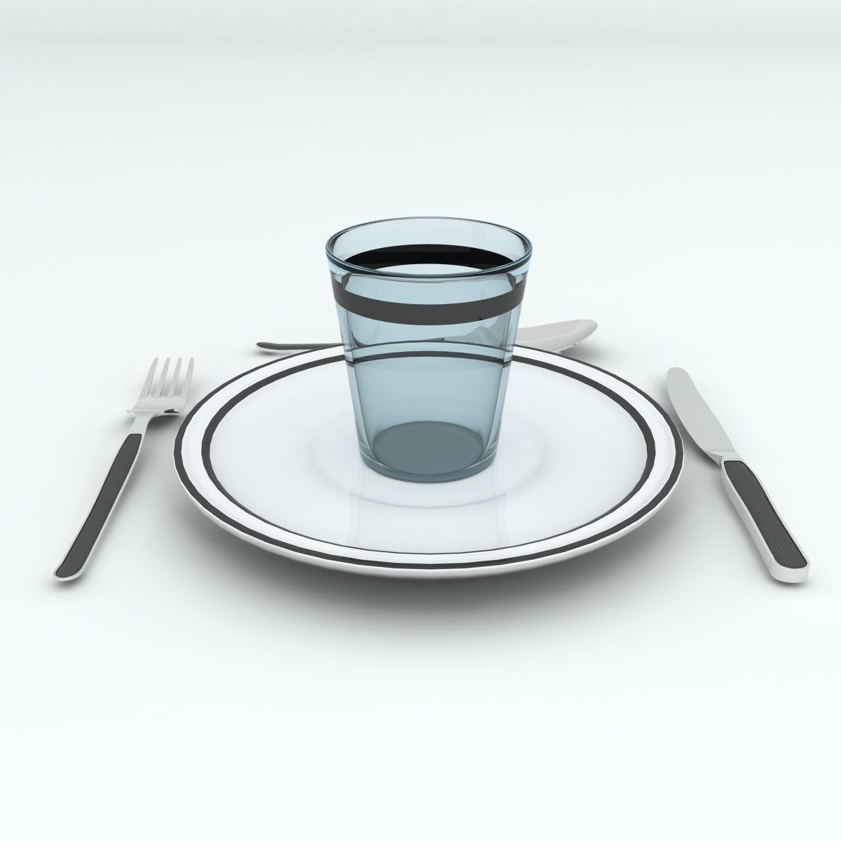 Plate Set with cup and fork Free 3D model_8