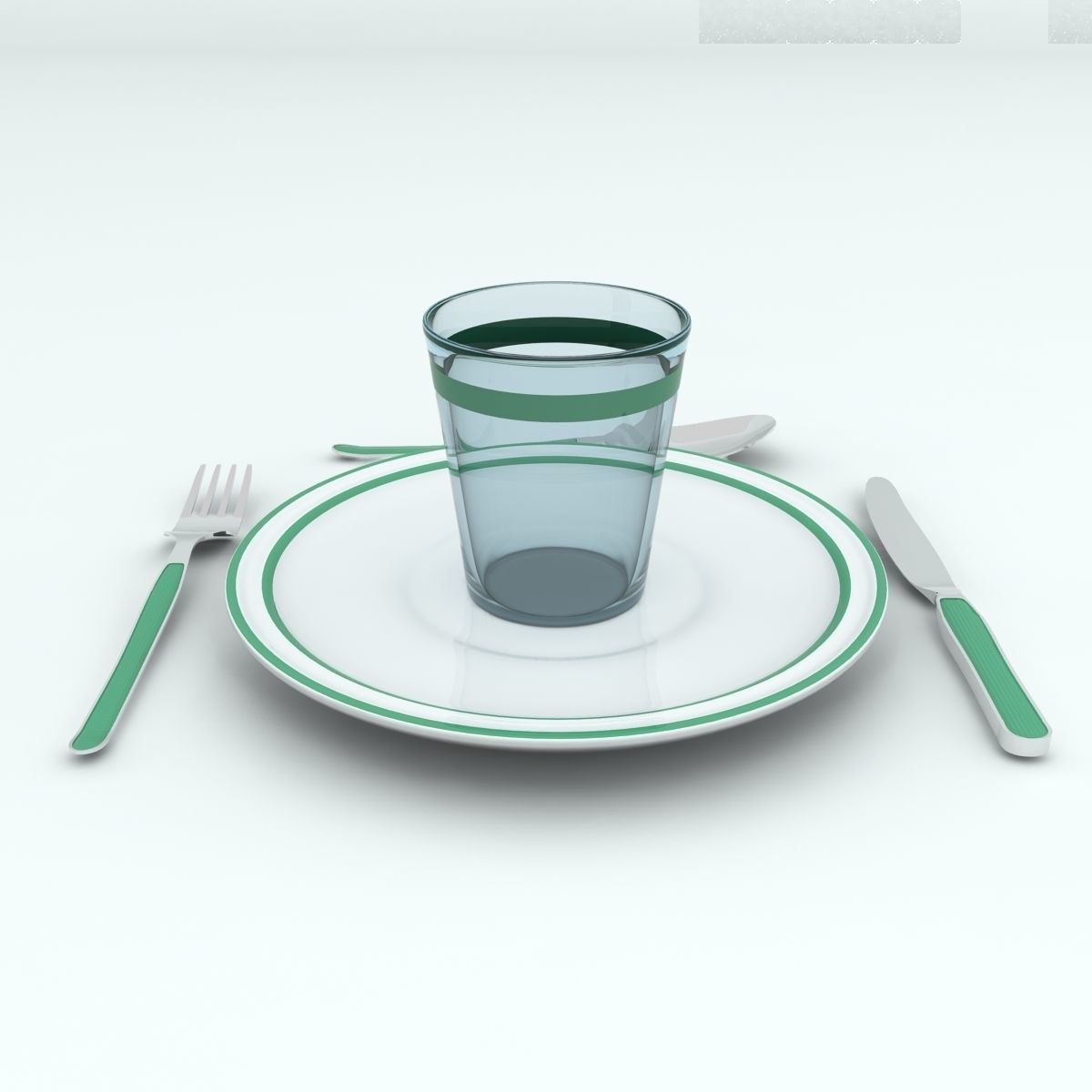 Plate Set with cup and fork Free 3D model_7