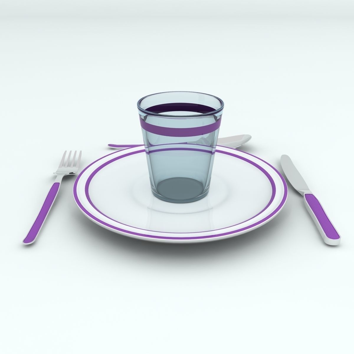 Plate Set with cup and fork Free 3D model_4